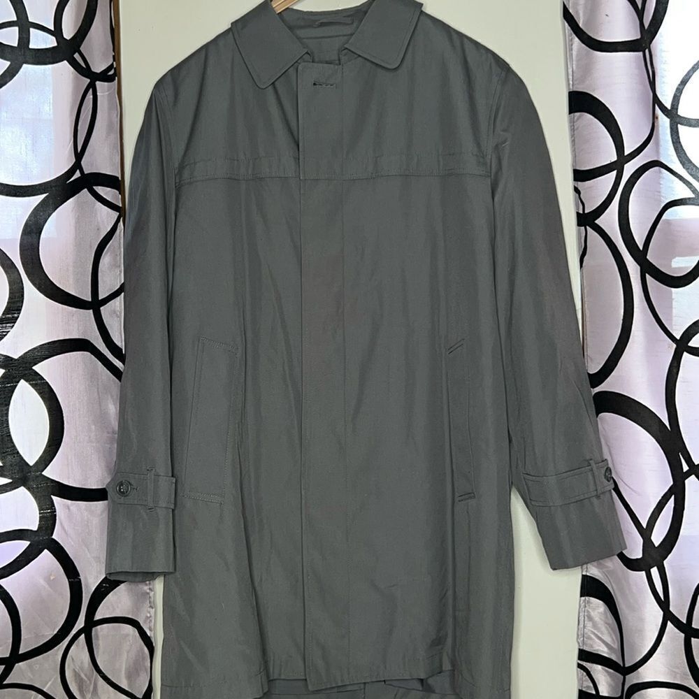 Vintage London Towne Men's Khaki Long Sleeve All-Weather Trench Coat Size 40